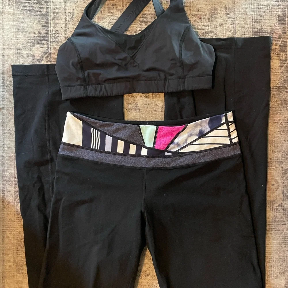 lululemon athletica Black and Multicolor Leggings Set the size is 10 tall - Picture 1 of 1